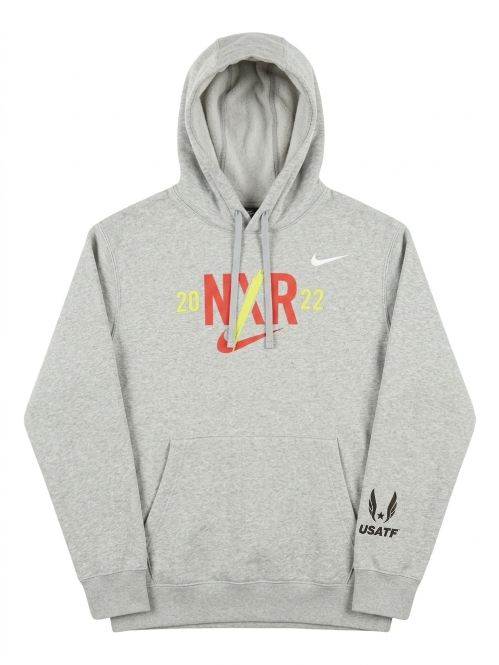 Nike Light Gray NXR 2022 Crewneck Hoodie with Red & Yellow Accents